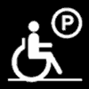 Symbole d'accessibilité : Stationnement accessible aux fauteuils roulants